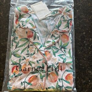 Garnet Hill Peach and Leaf Print Pajama Set